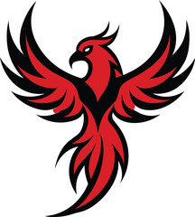 Obraz premium Phoenix Rising Tattoo Symbol of Rebirth and Power vector illustration