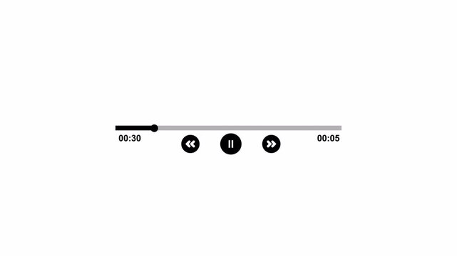 Audio music player bar template animation on a transparent background 