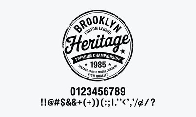 Obraz premium Vintage Brooklyn Heritage Circular Seal with Script Typography and 1985 Date for Athletic Apparel and Custom Motor Company Branding