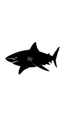 Obraz premium Black silhouette of a shark swimming.