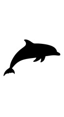 Obraz premium Black silhouette of a dolphin jumping.