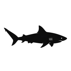 Obraz premium Black silhouette of a shark swimming.