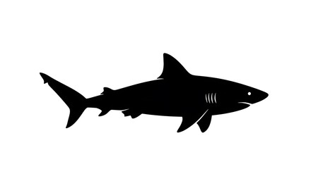 Obraz premium Black silhouette of a shark swimming.