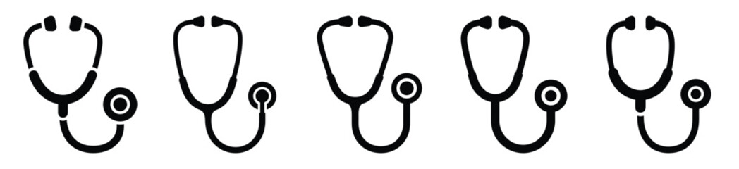 Collection of  stethoscope health silhouette icon vector set for logo © Pallobroy