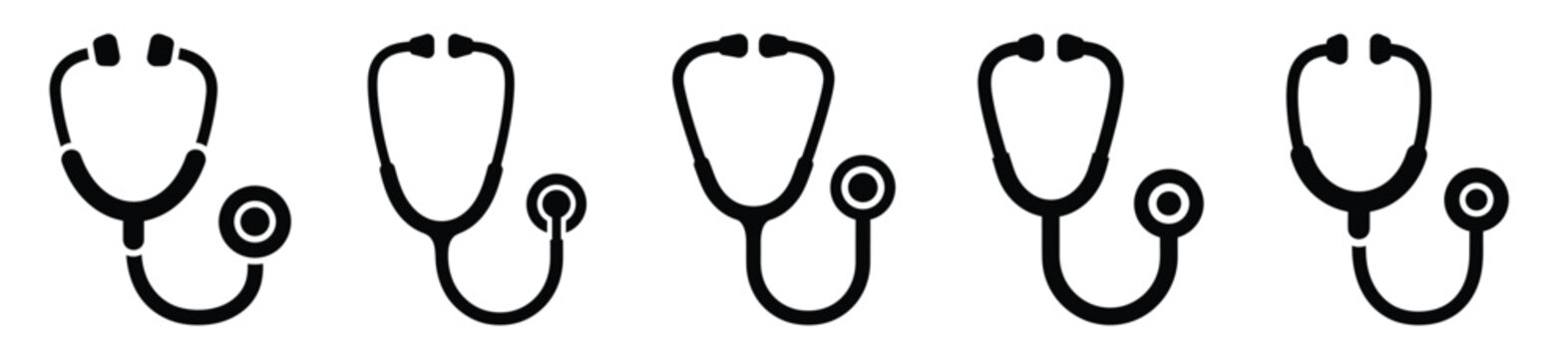 Collection of  stethoscope health silhouette icon vector set for logo