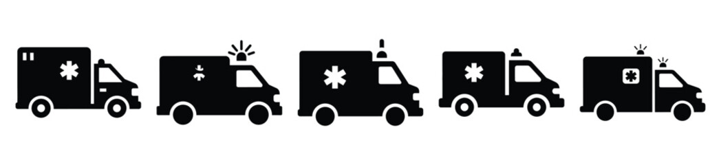 Collection of  ambulance emergency silhouette icon vector set for logo © Pallobroy