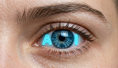 Obraz premium Macro Close-up of Human Eye: Detailed Iris and Pupil