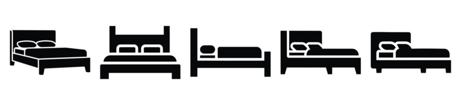 Collection of  bed furniture silhouette icon vector set for logo