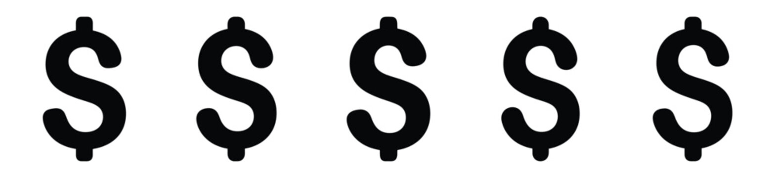 Collection of  dollar currency silhouette icon vector set for logo