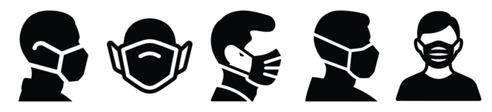 Collection of  mask protection silhouette icon vector set for logo
