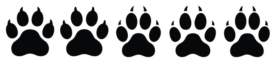 Collection of  paw animal silhouette icon vector set for logo © Pallobroy