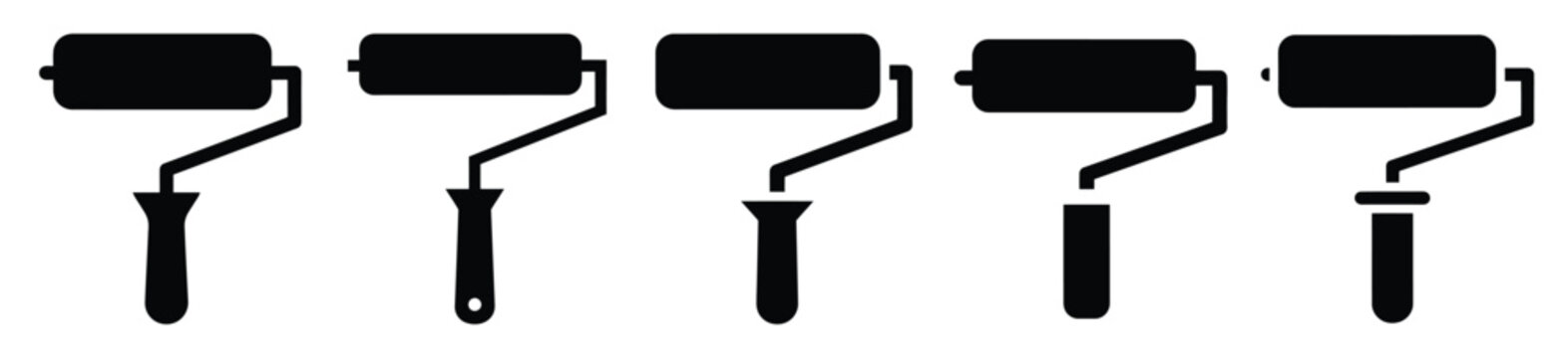 Collection of  paint roller silhouette icon vector set for logo