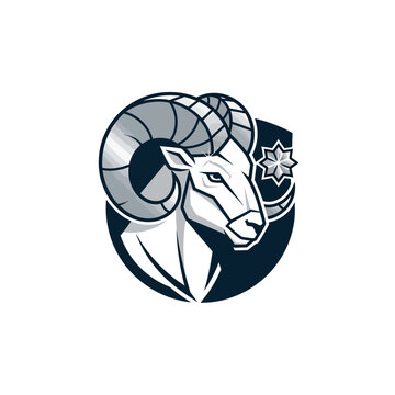 Dynamic Ram Head Emblem Design Representing Strength, Power, and Athletic Spirit, Ideal for Sports Teams, Corporate Branding, and Modern Identity Graphics