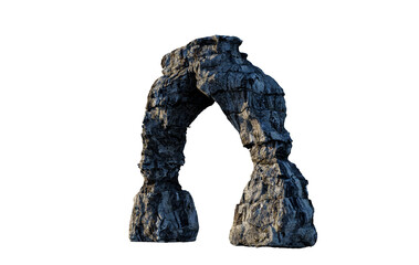 Natural Rock Arch Formation Isolated On White Background 3D Rendering Stone Sculpture