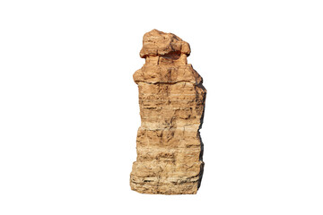 Sandstone Hoodoo Rock Formation Isolated On White Background, 3D Rendering Study For Design