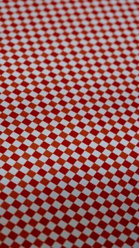 Red and White Checkered Gingham Pattern with Subtle Motion, Softly Moving Checkered Surface for Retro Social Media Backdrops