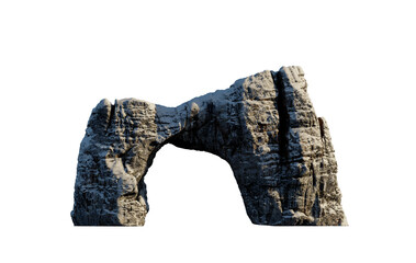 Snow Covered Rock Arch Isolated On White Background, Photorealistic 3D Rendering Of Natural Stone...