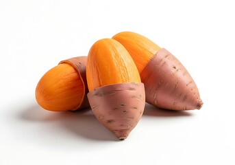 Sweet potatoes on white background