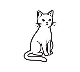 Obraz premium Sitting Cat Outline Icon — Minimalist Feline Line Art Vector Illustration