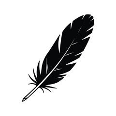 Black feather isolated on white background minimalist graphic illustration