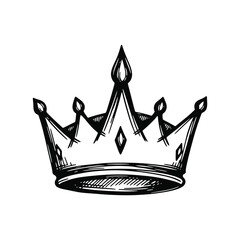Royal crown hand drawn illustration in vintage sketch style for graphic design