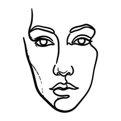 Minimalist woman face line art illustration for modern graphic design