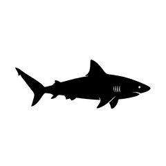 Fototapeta premium Black silhouette of a shark swimming.