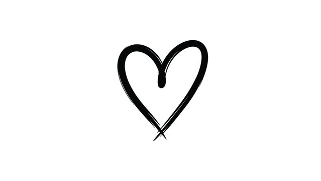 Simple black hand drawn heart outline created with a thick brush stroke effect showing artistic and rustic character on a white background.