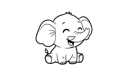 Cute cartoon elephant smiling happily.