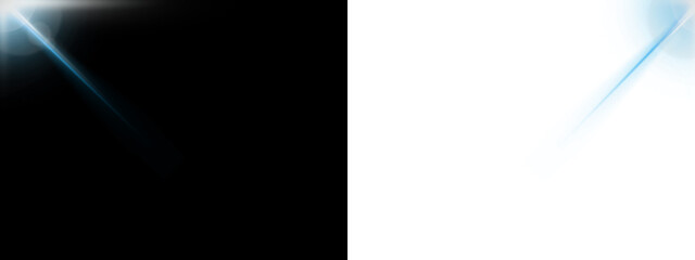 Blue Diagonal Light Beam Glow on Dark and Transparent Background