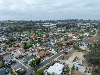 Aerial view of Wealthy Del Mar town in San Diego South California, USA. 