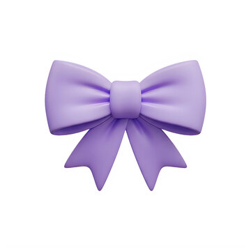 Easter sunday 3d icon - purple bow design for celebration and holiday isolated on transparent background