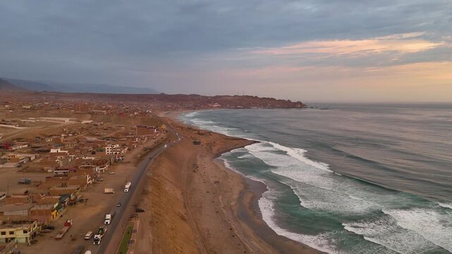 Panoramic aerial view of the port of Chala Arequipa Peru
