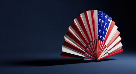 Labor day celebration with patriotic american flag fan on dark background