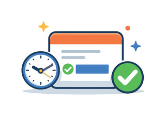 Obraz premium Focused daily execution and simplified task flow for modern professionals, a single highlighted task card paired with a small clock and a checkmark symbolizing