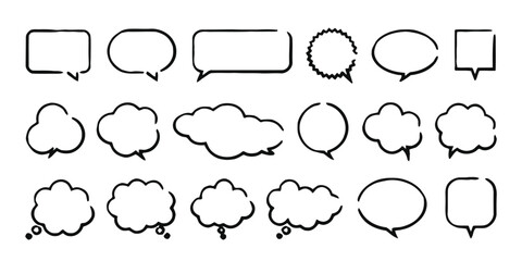 Fototapeta premium Collection of twenty-one speech and thought bubbles for design