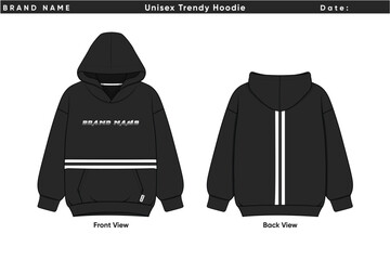 Unisex Trendy Hoodie Front and Back View