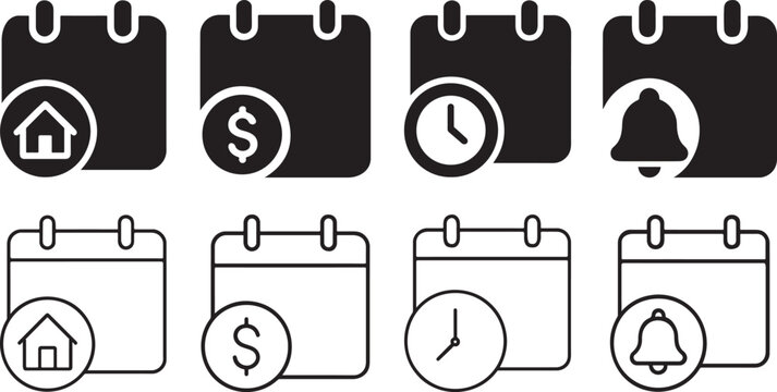 Bold monthly annual payment icon with finance calendar symbol.