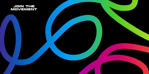 Abstract Fluid Waves with Color Shapes. Modern Gradient Ribbon Line Art