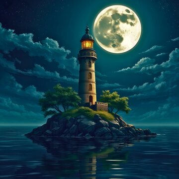 lighthouse at night