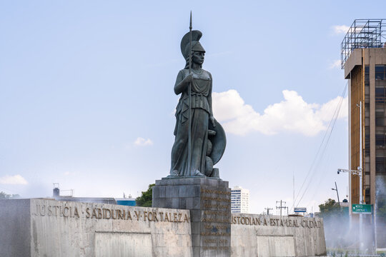 La Minerva statue and fountain at La Minerva roundabout - Guadalajara, Jalisco, Mexico