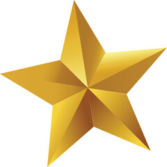 Fototapeta premium Star in gold 3D style icon isolated on a white background