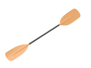 A wooden boat paddle with a long handle and flat blade for rowing or sculling