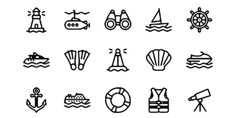 Nautical and maritime symbols for sea travel and navigation © Hemo