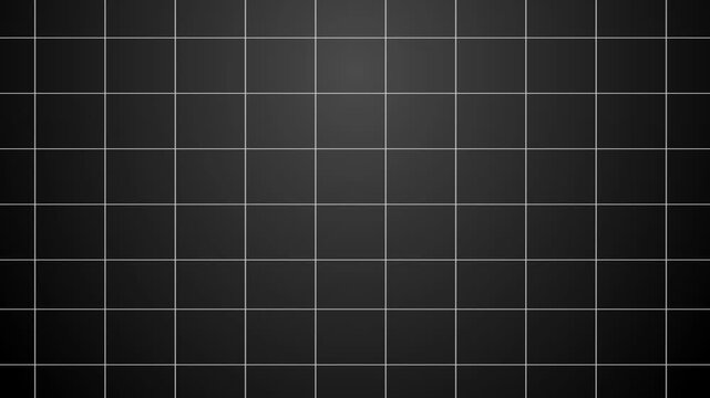 Animated grid background. Black radial gradient with white grid lines motion graphics background. 