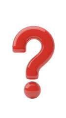 Large red question mark symbol isolated on a transparent background