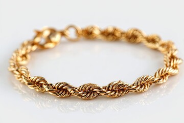 Obraz premium Elegant gold bracelet on a pure white background