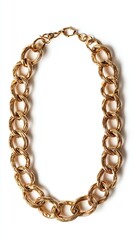 Obraz premium Golden necklace isolated on white, top view