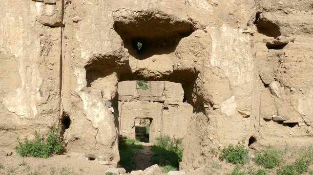 Ruins of an ancient building made of mud bricks. Bright sunny day.
The Manjusri monastery near Ulan Bator.