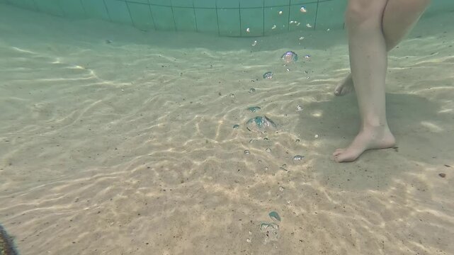 Underwater images showing hot water emerging from the ground. Montezuma, Minas Gerais, Brazil